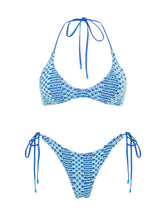 CORA DELLO Blue Crochet Halter Bikini Set