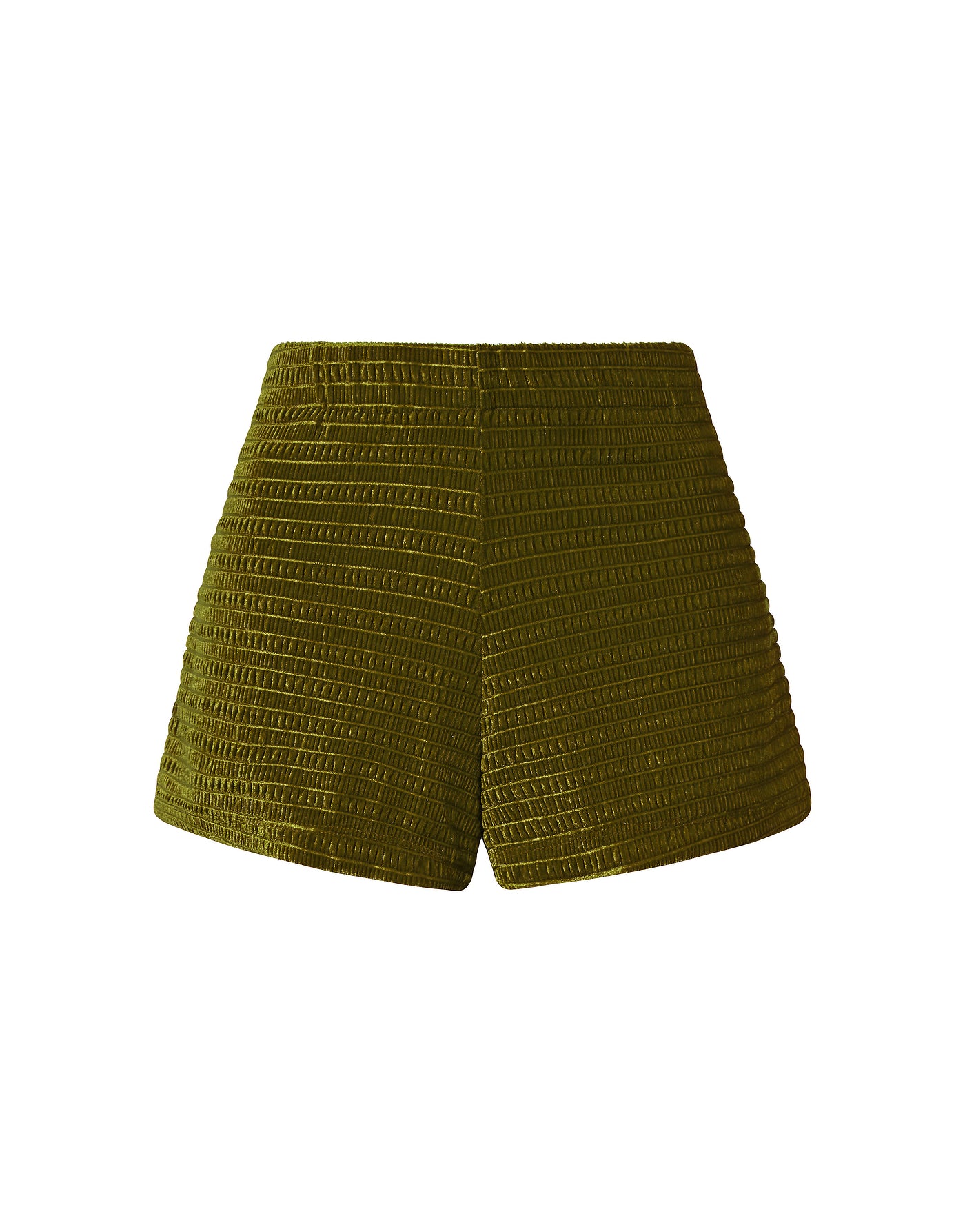 Dacy Varo Triangl Green Textured Velvet Shorts.