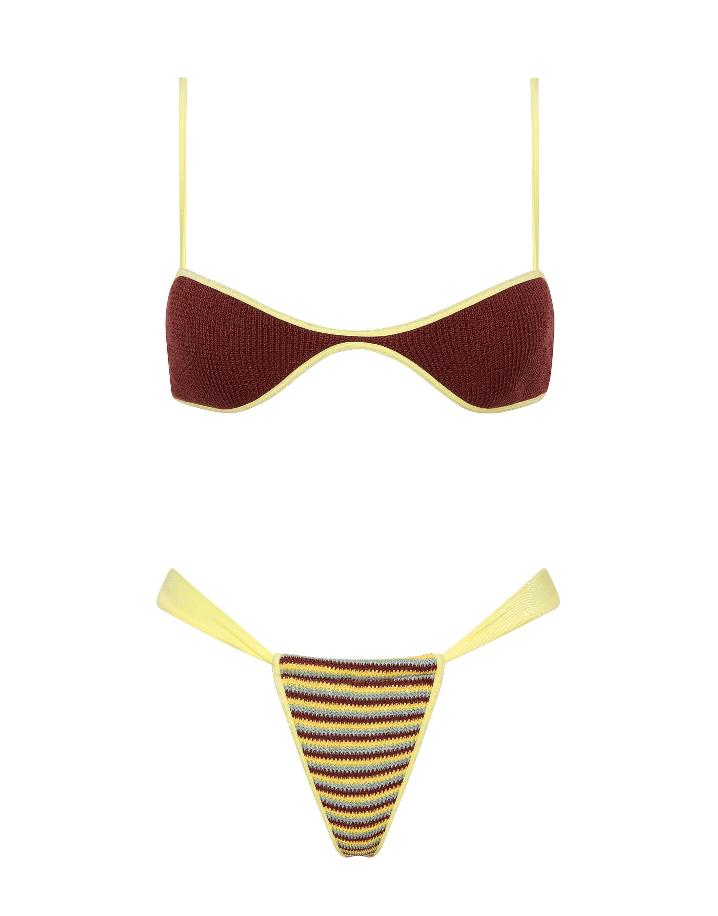 ESTE BUTTER CROCHET STRIPE Crop Bikini Set