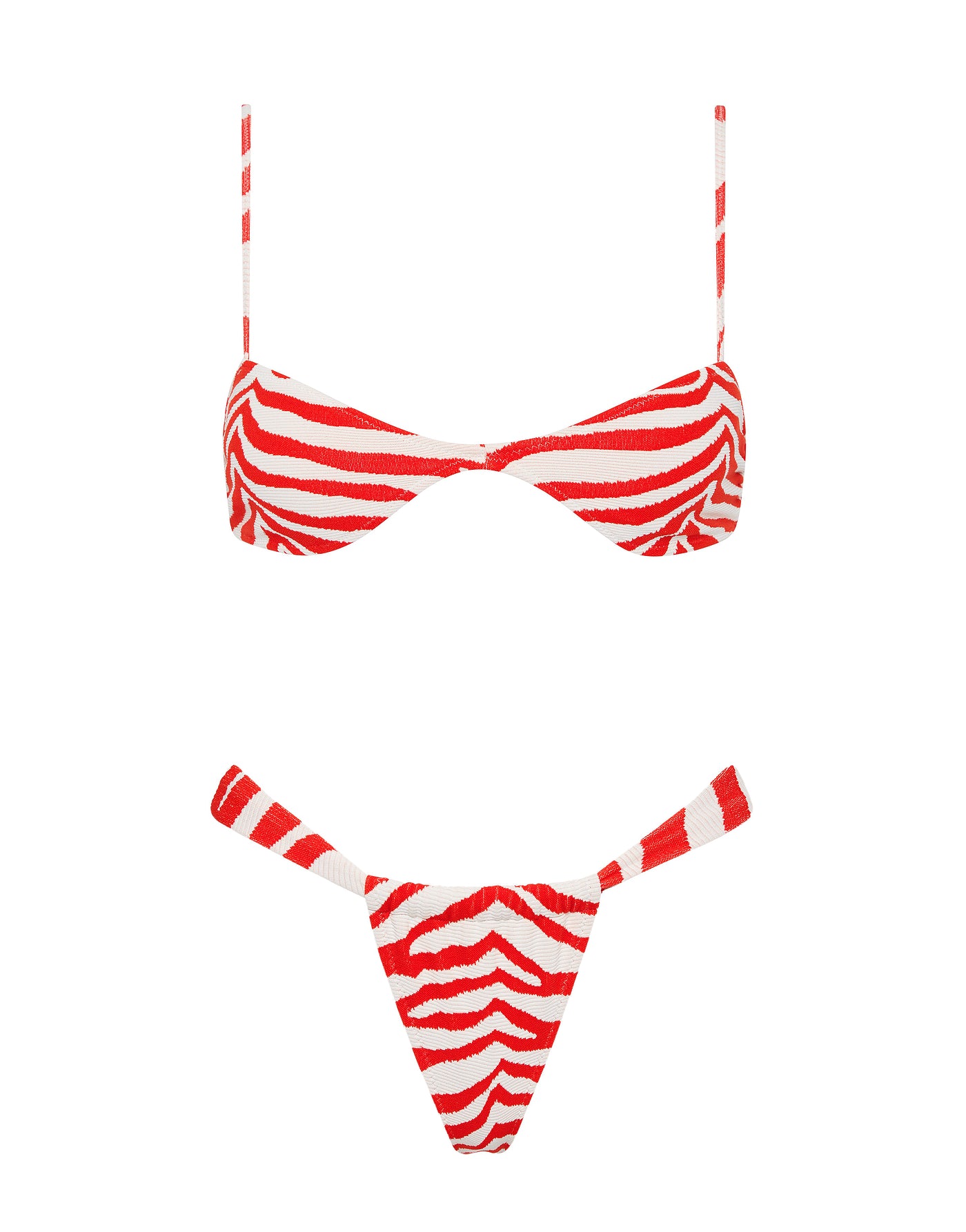 ESTE - CHERRY ZEBRA SPLASH Scoop Crop Bikini Set