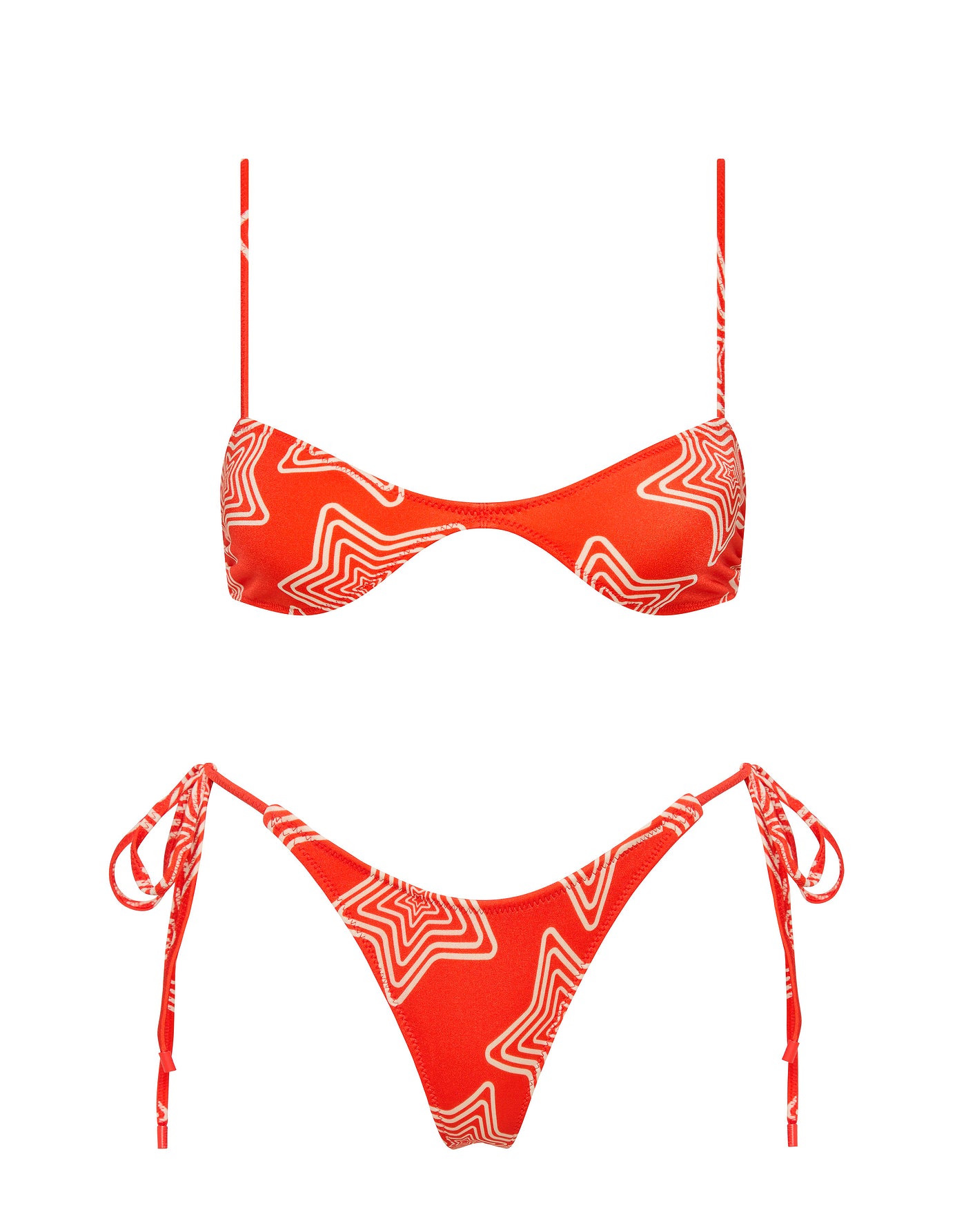 ESTE - ELVI Red Star Scoop Crop Bikini Set