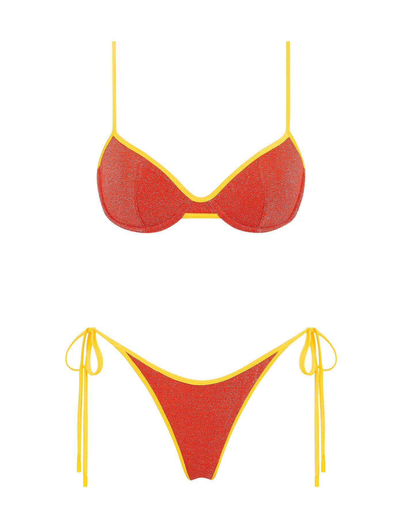 JARA RUBY RED SPARKLE Balconette Bikini Set