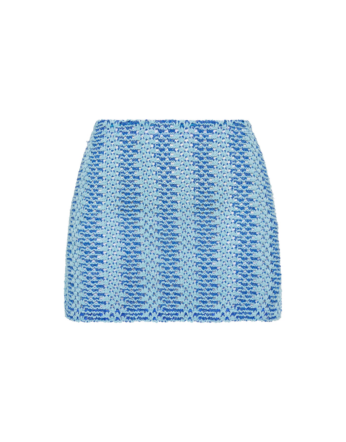 Kasi Dello Triangl Blue Sparkle Crochet Mini Skirt
