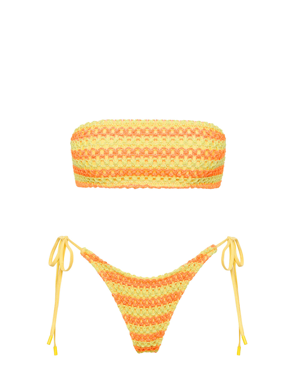 KAYA FARME Crochet Bandeau Bikini Set