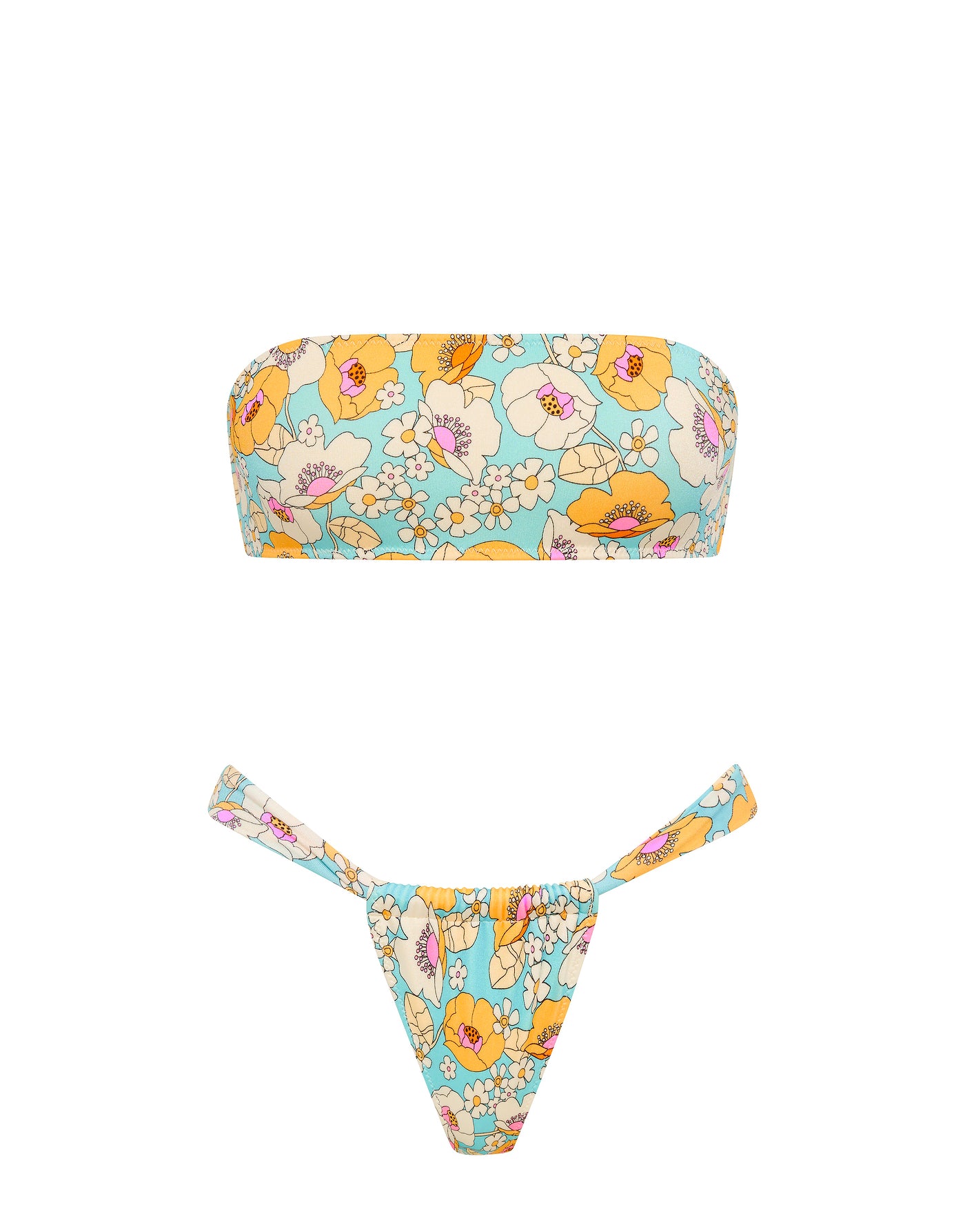 LUCE MAIE Floral Bandeau Bikini Set