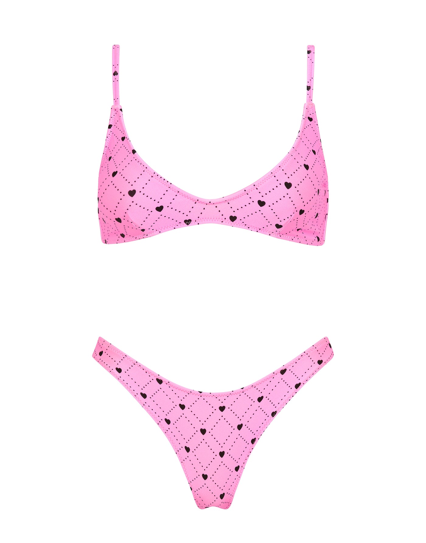 MAIA CASSI Pink Heart Scoop Bikini Set