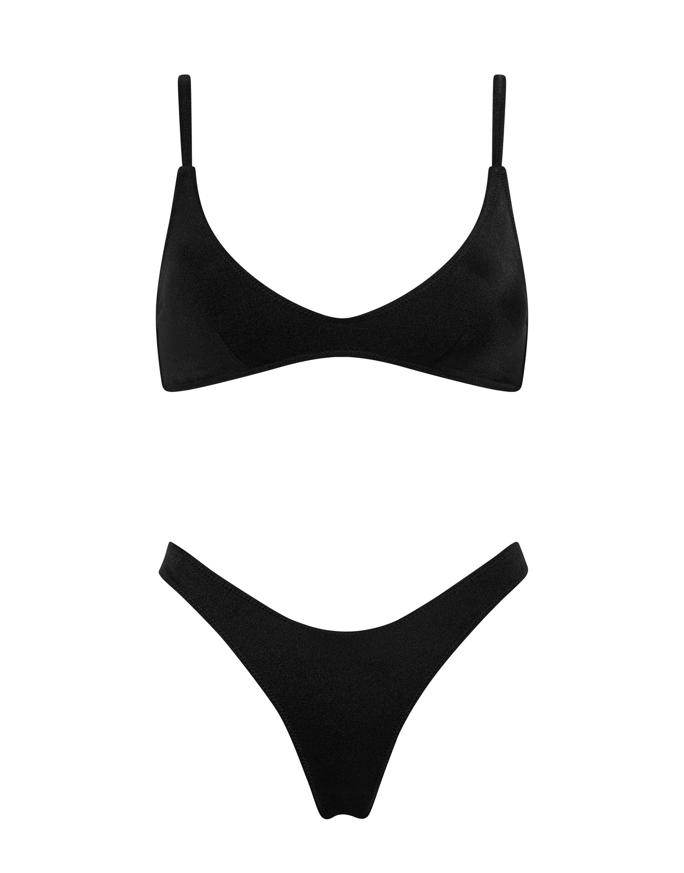 Triangl Mint Black Neoprene Bikini Swim Suit 2-Piece Tied Bathing Suit