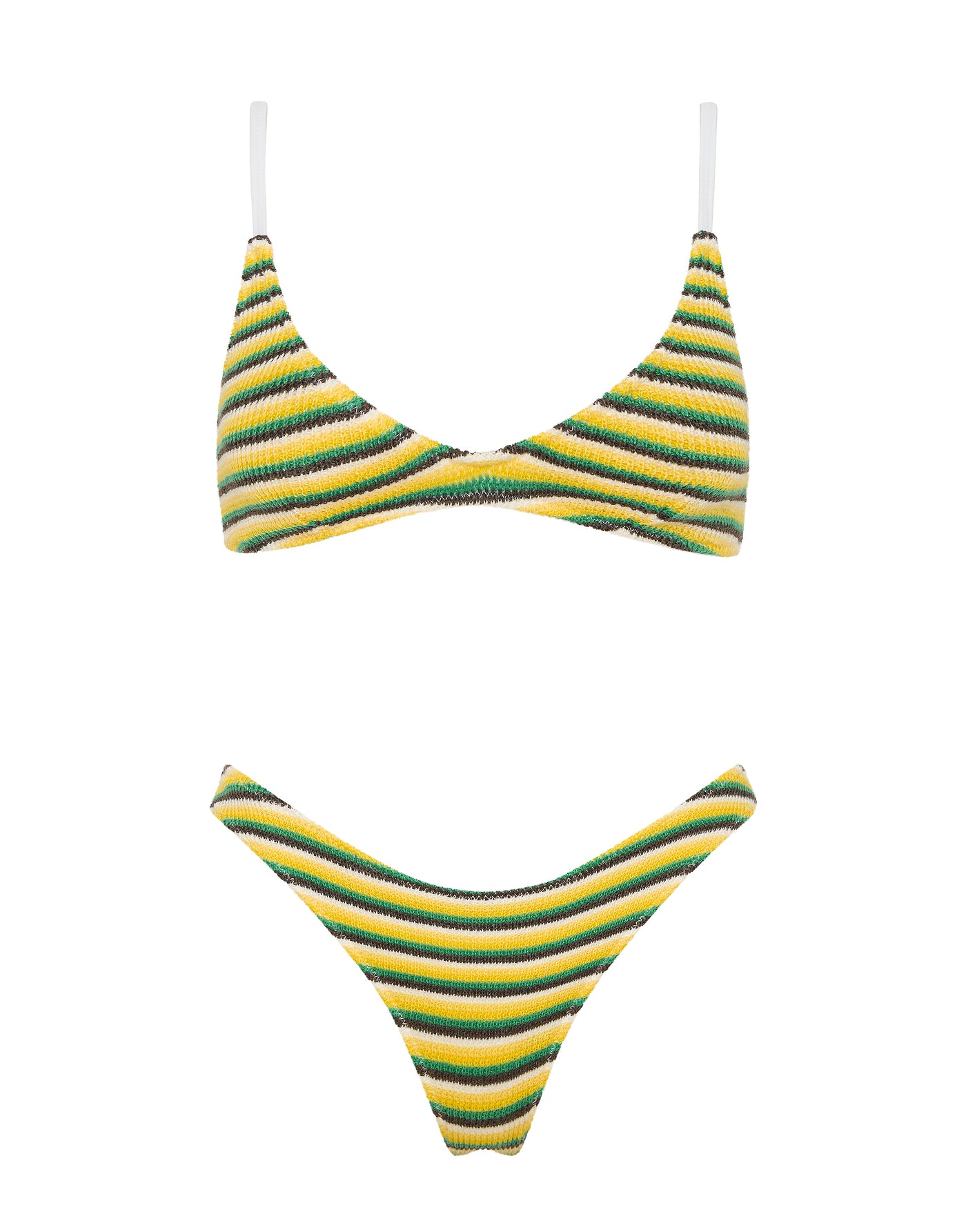 MAIA LEMONADE Crochet Stripe Crop Bikini Set