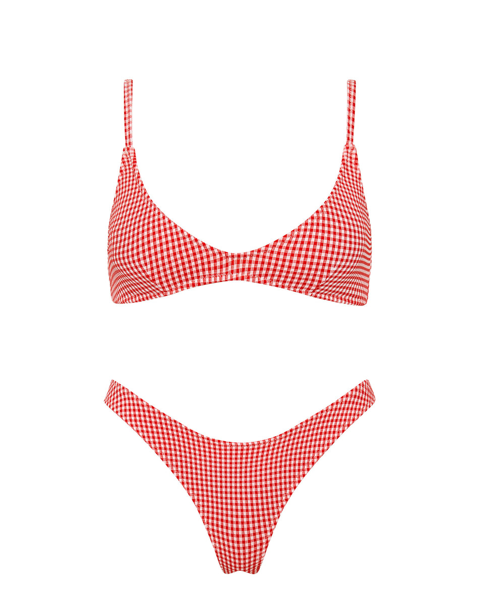 MAIA PRON Red Gingham Crop Bikini Set
