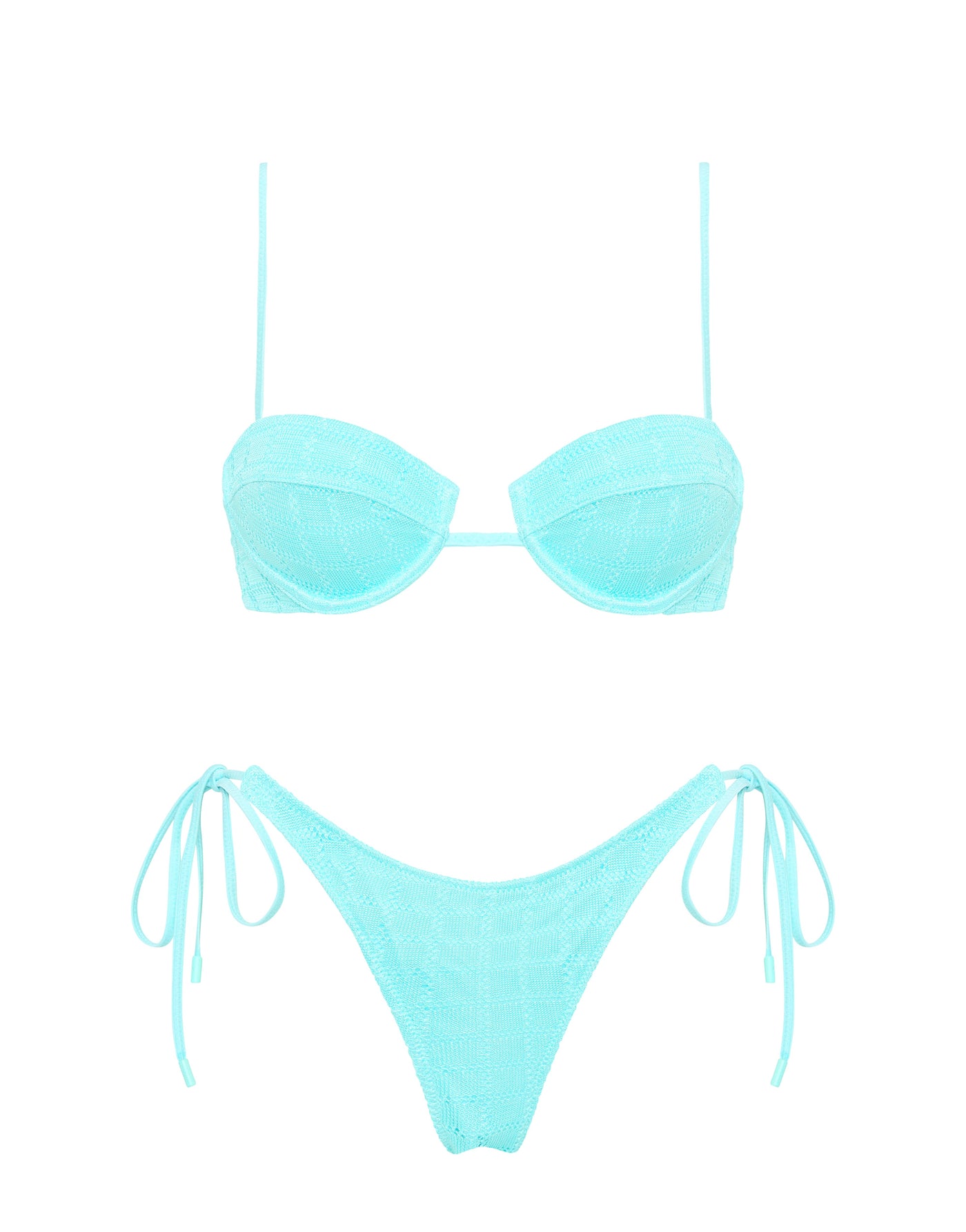 Mala Jave Triangl Blue Textured Bikini