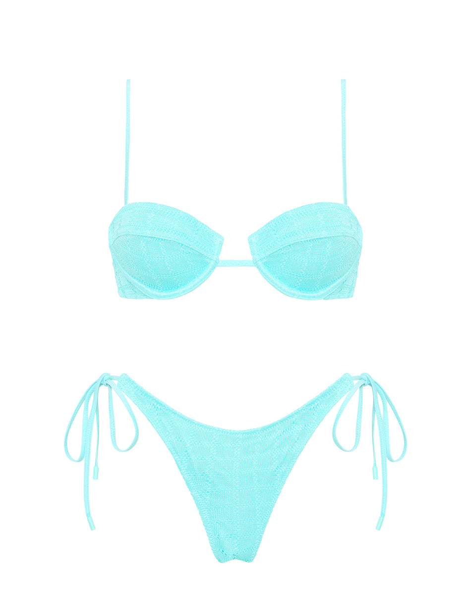 Mala Jave Triangl Blue Textured Bikini