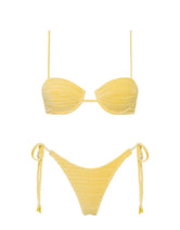 Mala Maca Triangl Yellow Textured Velvet Bikini
