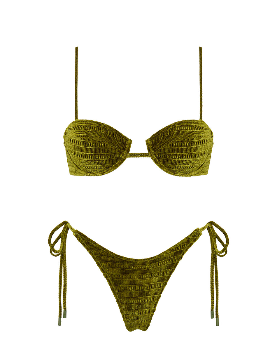 Mala Varo Triangl Textured Green Velvet Bikini