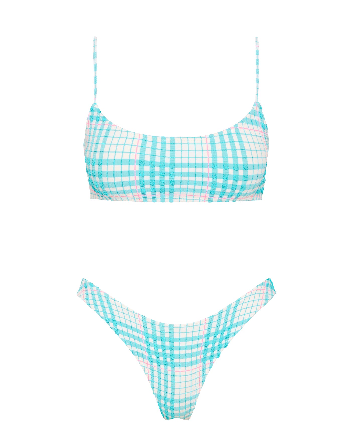 MICA - BLUE BLOSS CHECK Crop Bikini Set – Triangl