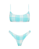 MICA BLUE BLOSS CHECK Crop Bikini Set