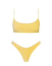 Mica Maca Triangl Yellow Textured Velvet Bikini