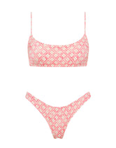 MICA PORTE Pink Geometric Crop Bikini Set