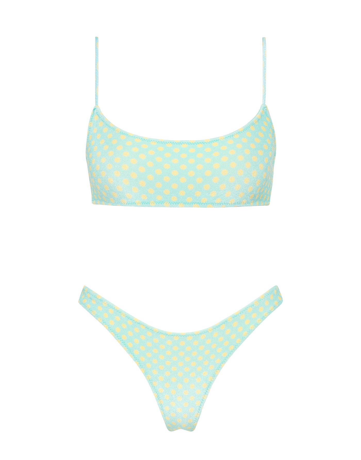 MICA SUN SPRINKLE Blue Polka Dot Crop Bikini Set