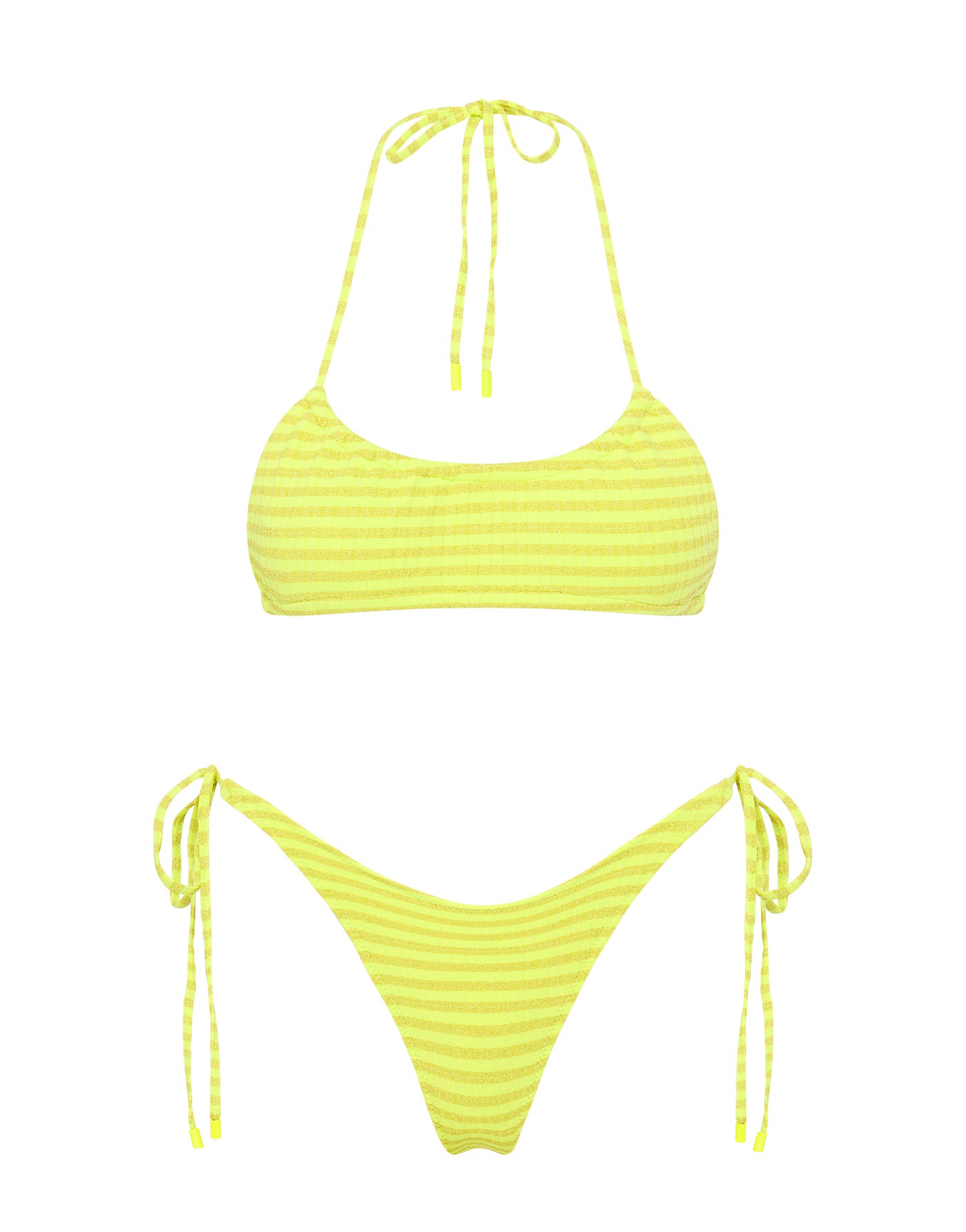 Myrta Falu Triangl Bikini in Yellow Sparkle Stripe