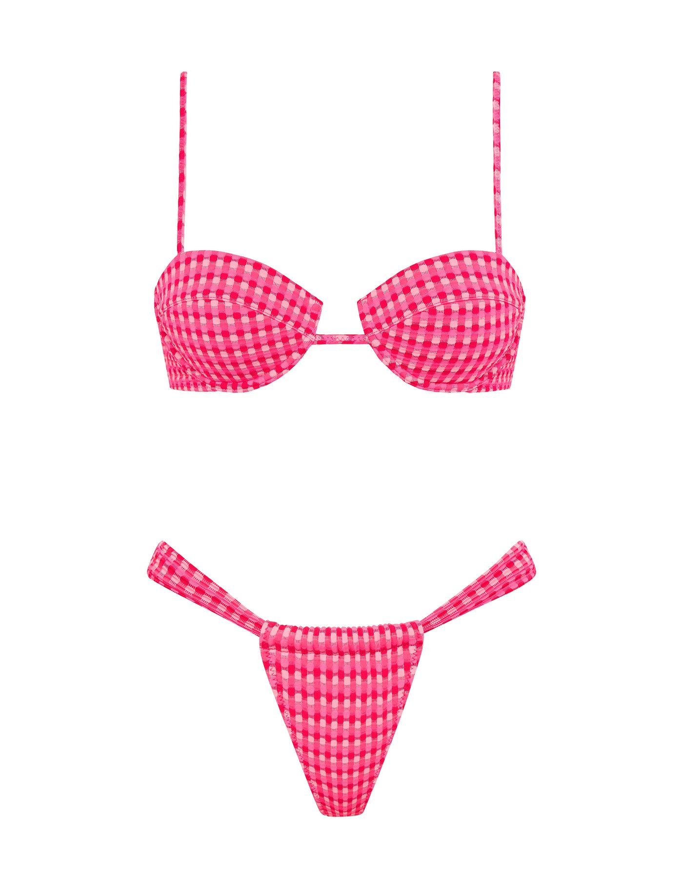 PALMA ADAO Pink Textured Balconette Bikini Set