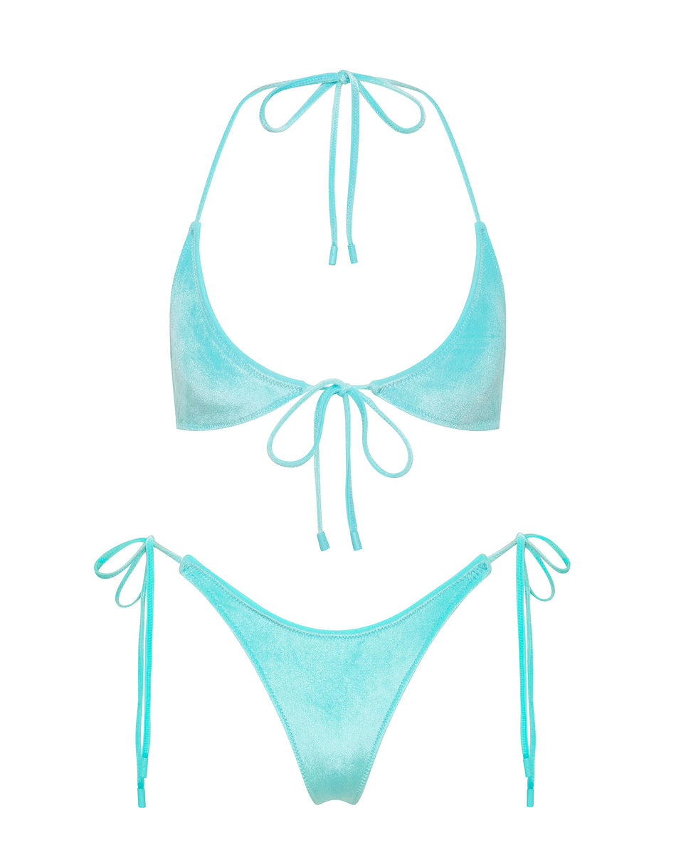 SOFI HIRST Blue Velvet Triangle Bikini Set