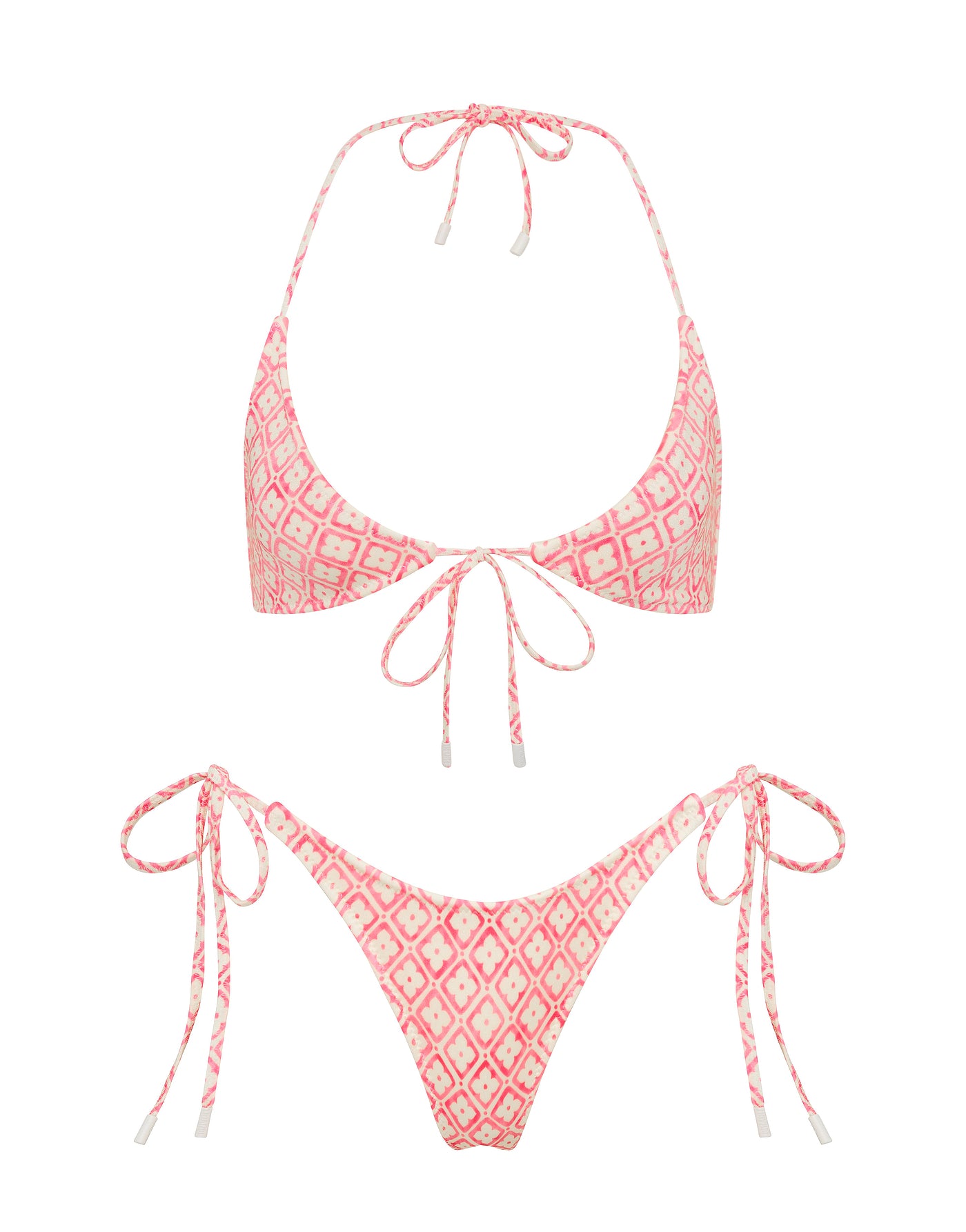SOFI PORTE Pink Geometric Halter Bikini Set