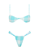 STELL BLUE BLOSS CHECK Scoop Bikini Set