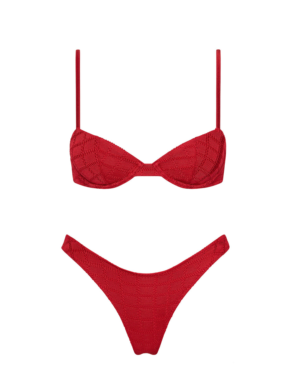Suni Pasha Triangl Textured Red Bikini