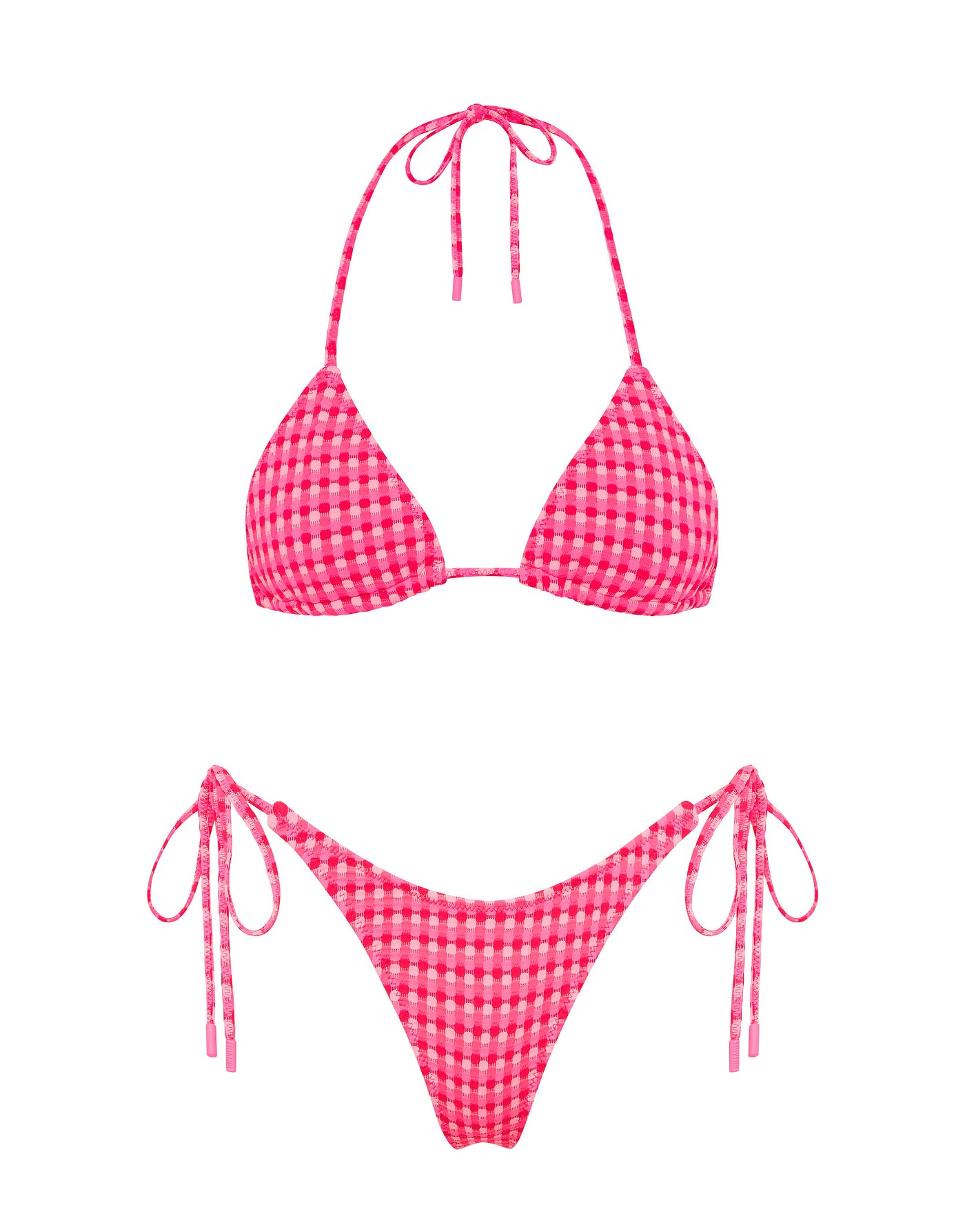 VINCA ADAO Pink Textured Triangle Bikini Set