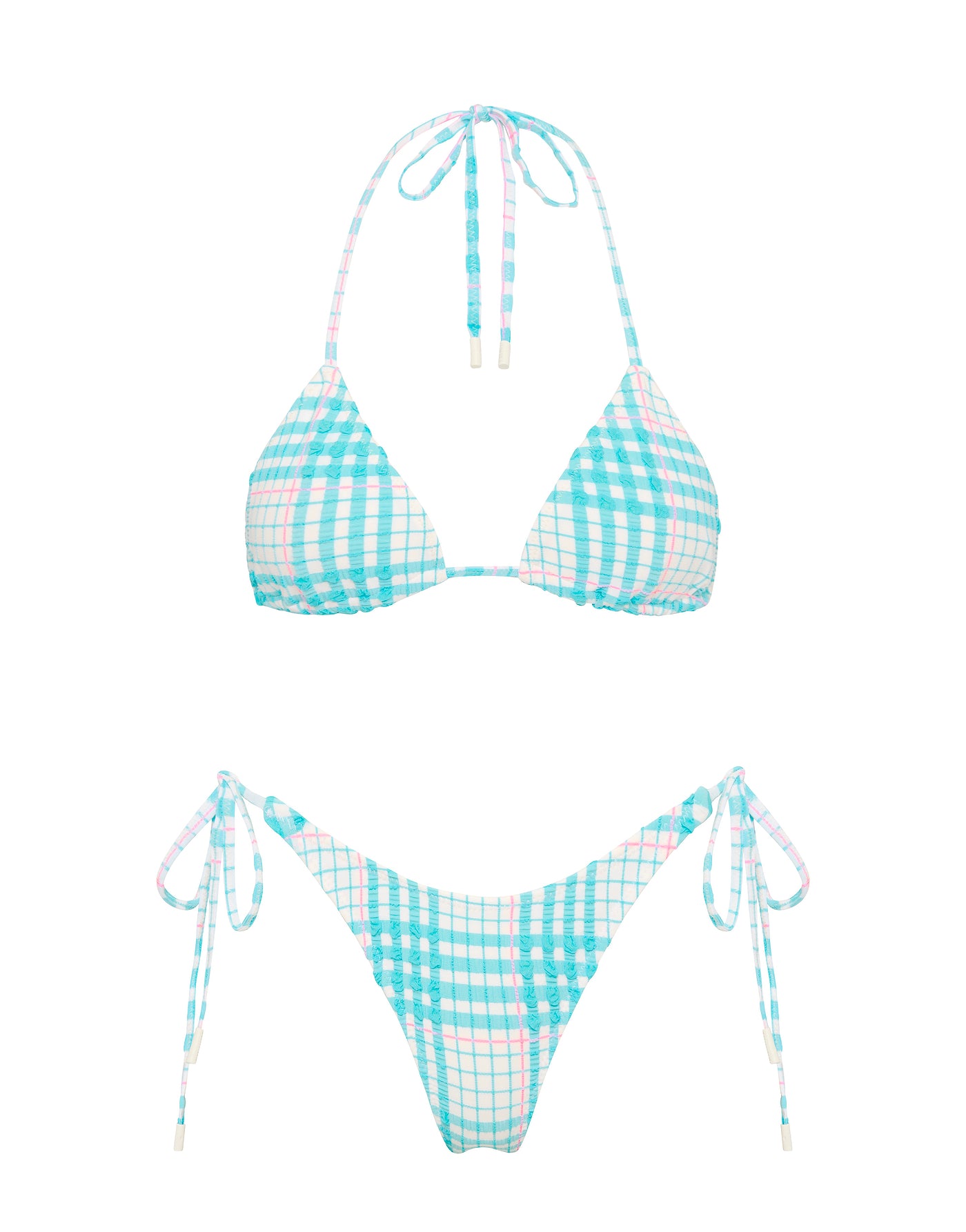 VINCA BLUE BLOSS CHECK Triangle Bikini Set