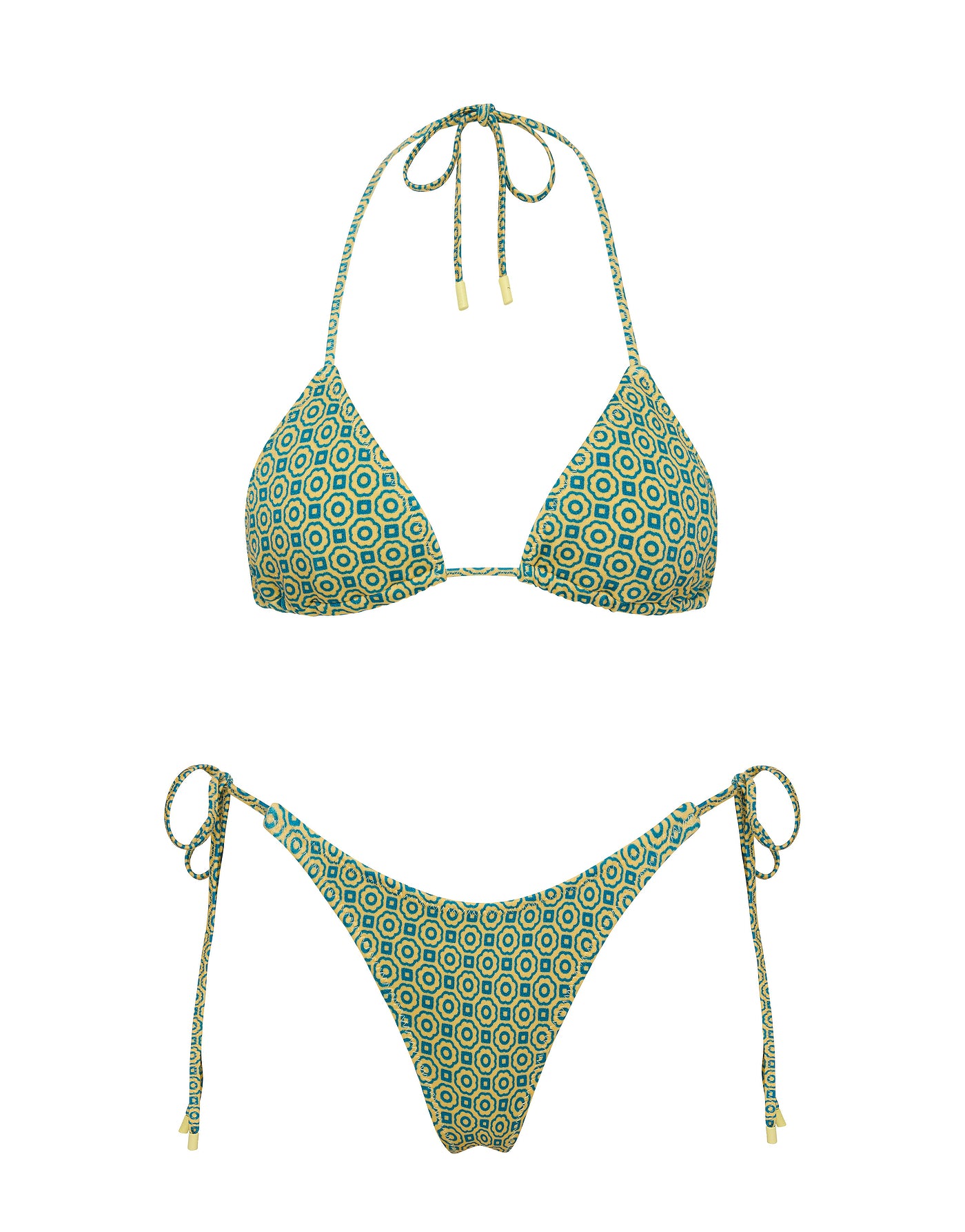 Vinca Dise Triangle Blue and Yellow Geometric Print Bikini