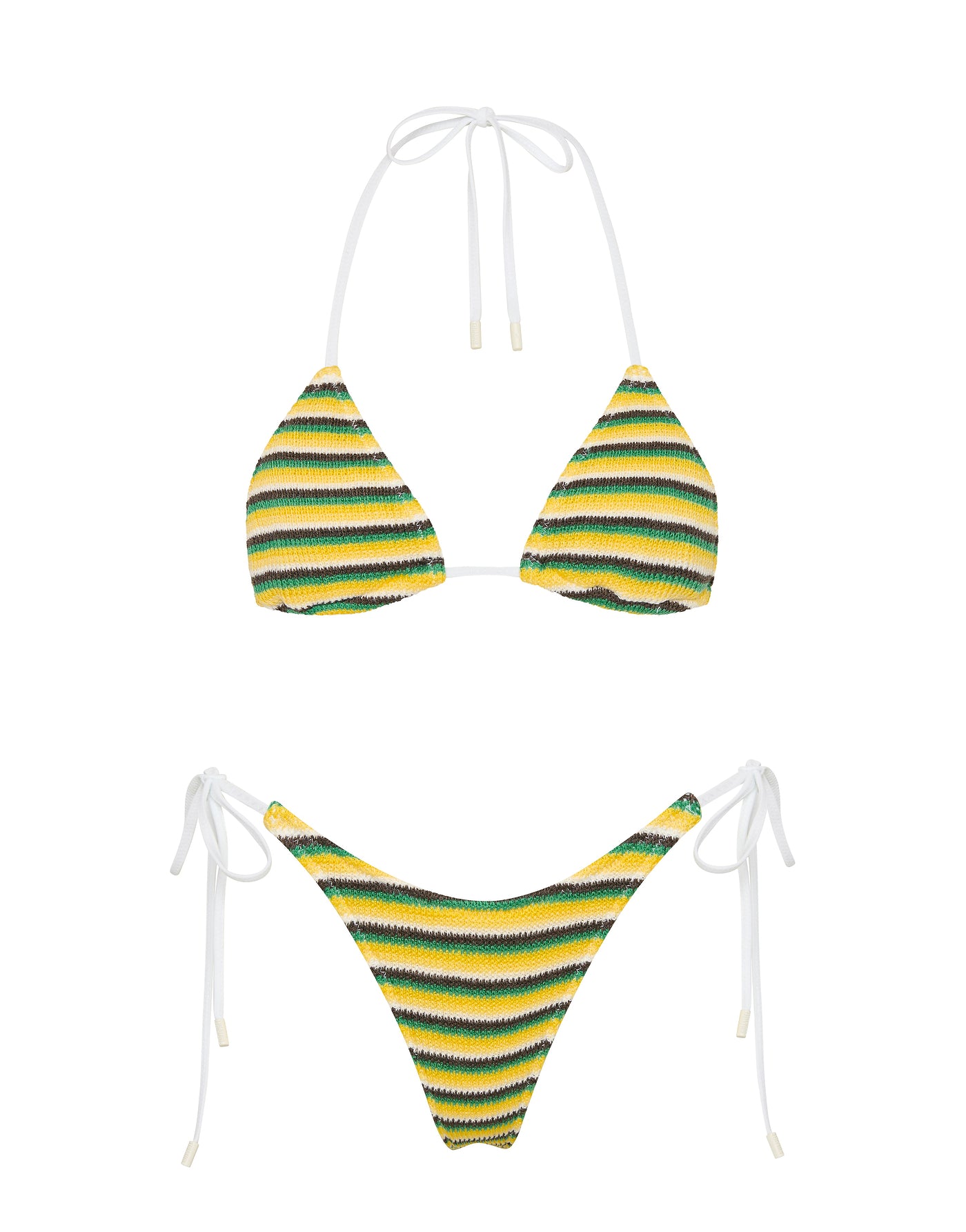 VINCA LEMONADE Crochet Stripe Triangle Bikini Set