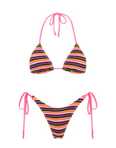 VINCA LONI Stripe Crochet Triangle Bikini Set