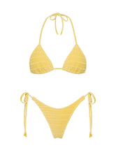 Vinca Maca Triangl Yellow Textured Velvet Bikini