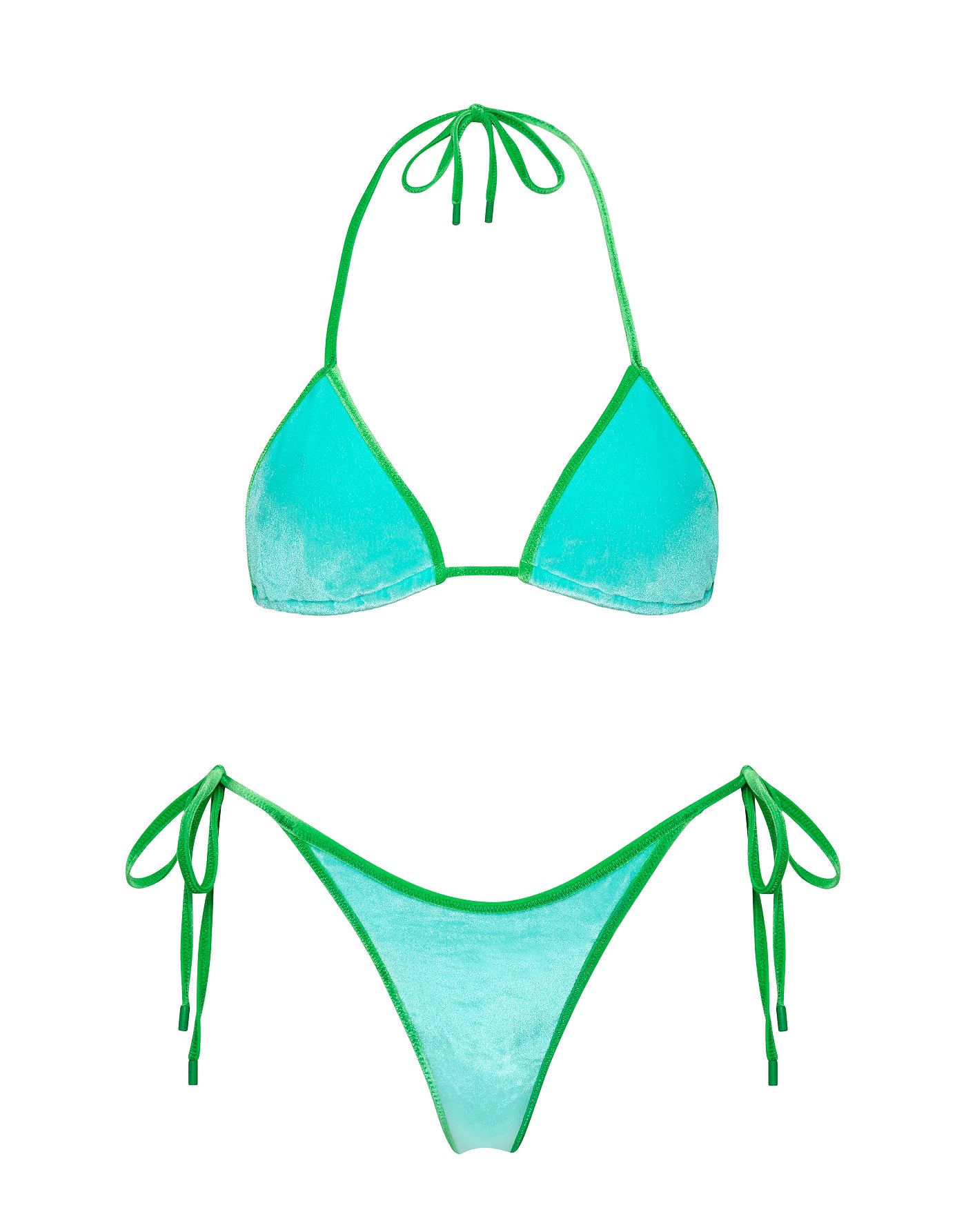 VINCA - PALMM Blue Velvet Triangle Bikini Set