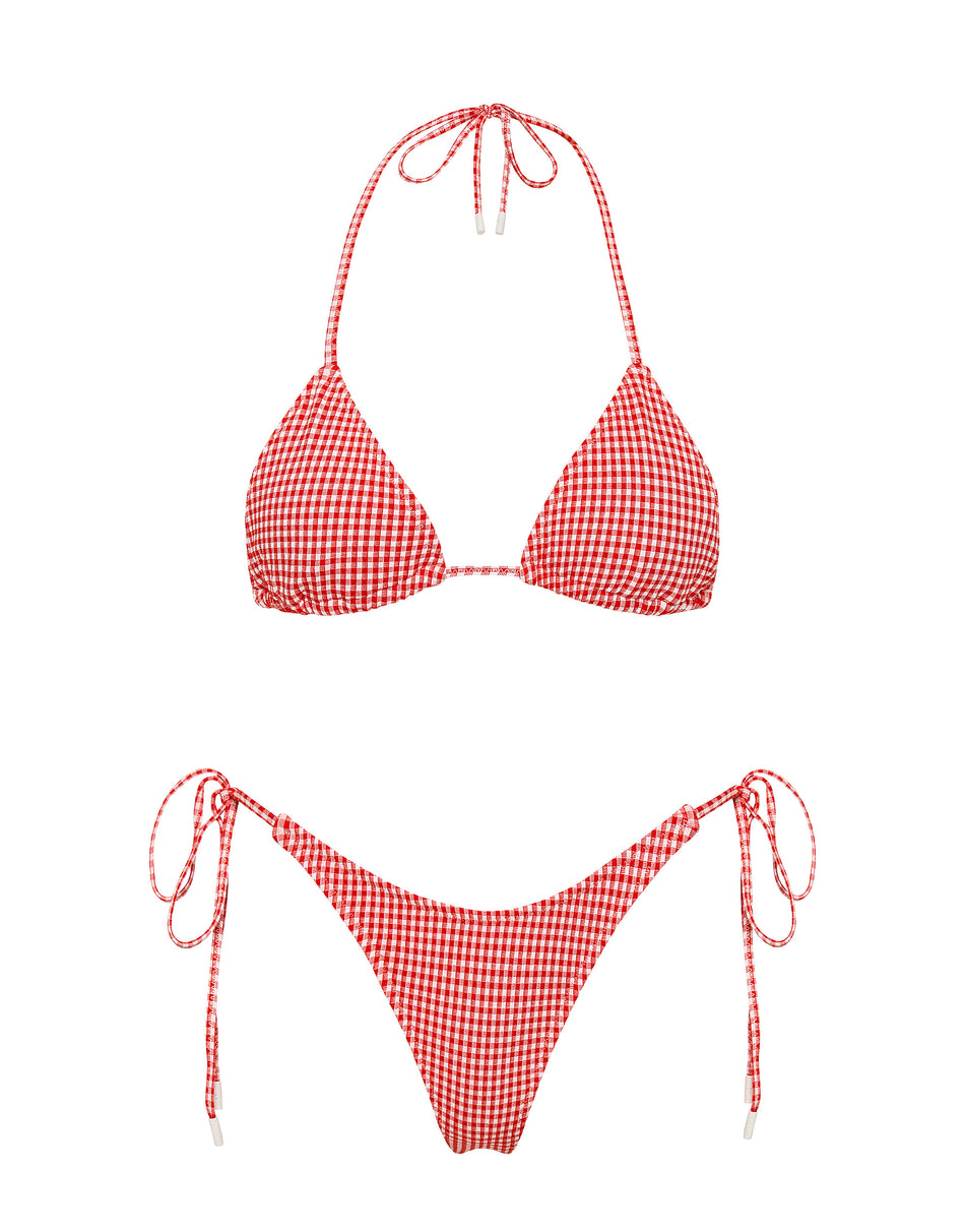 VINCA PRON Red Gingham Triangle Bikini Set
