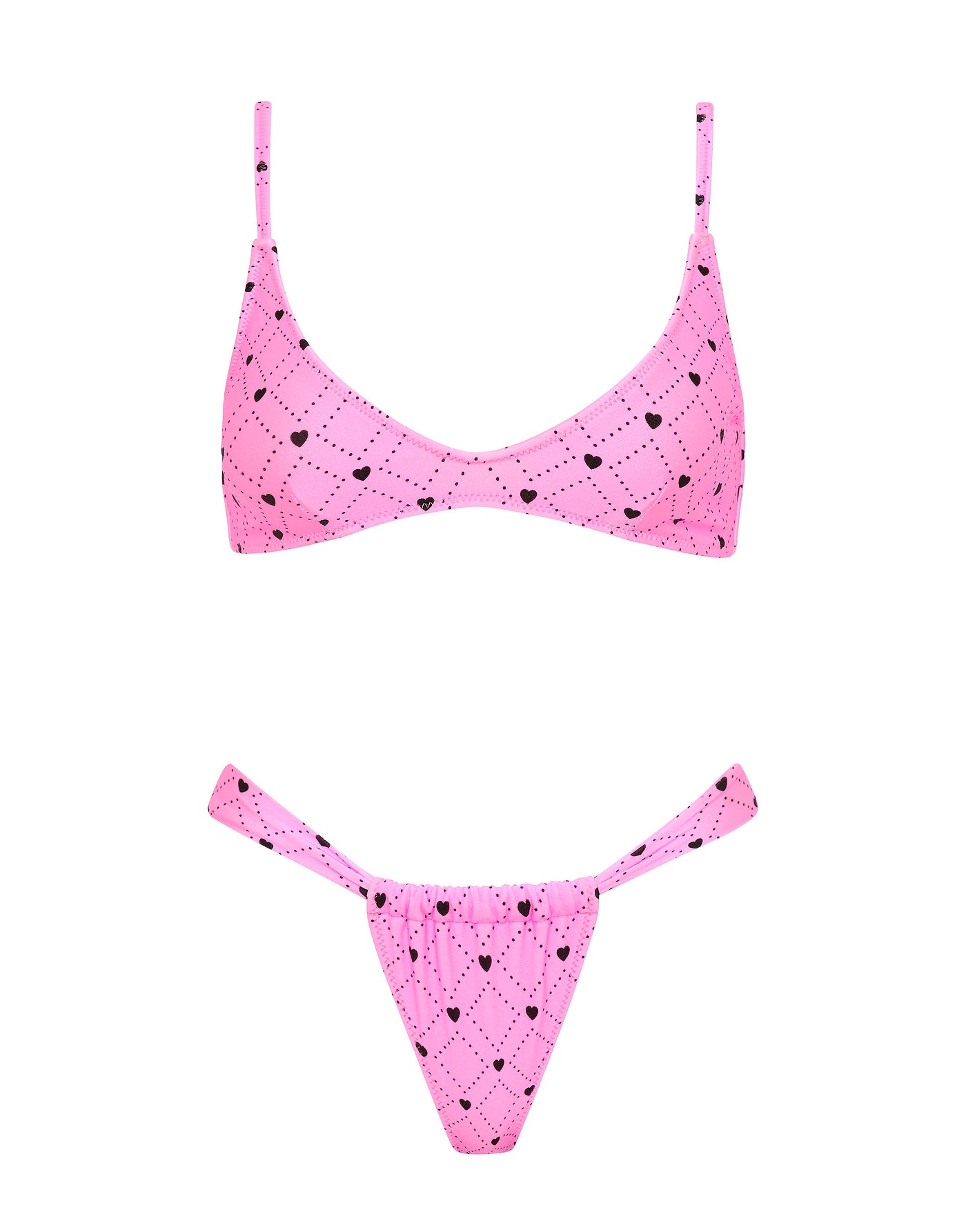 MAIA CASSI Pink Heart Scoop Bikini Set