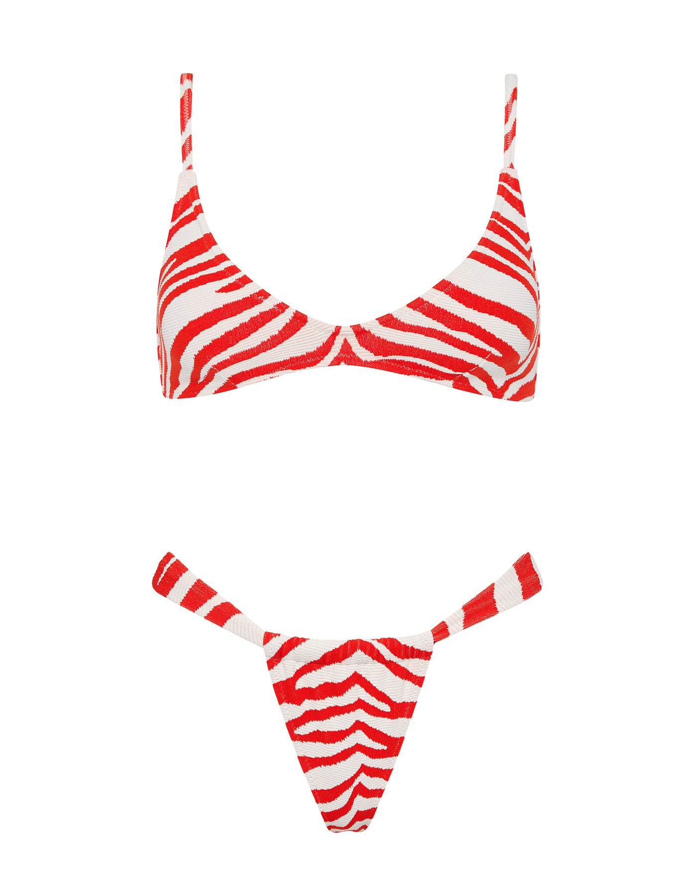 MAIA - CHERRY ZEBRA SPLASH Crop Bikini Set