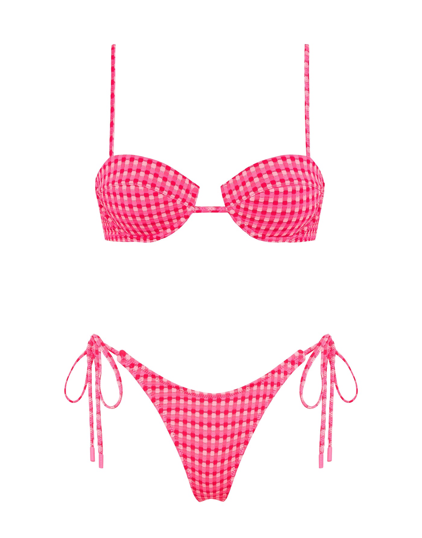 PALMA - ADAO Pink Textured Balconette Bikini Set