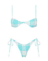 STELL BLUE BLOSS CHECK Scoop Bikini Set
