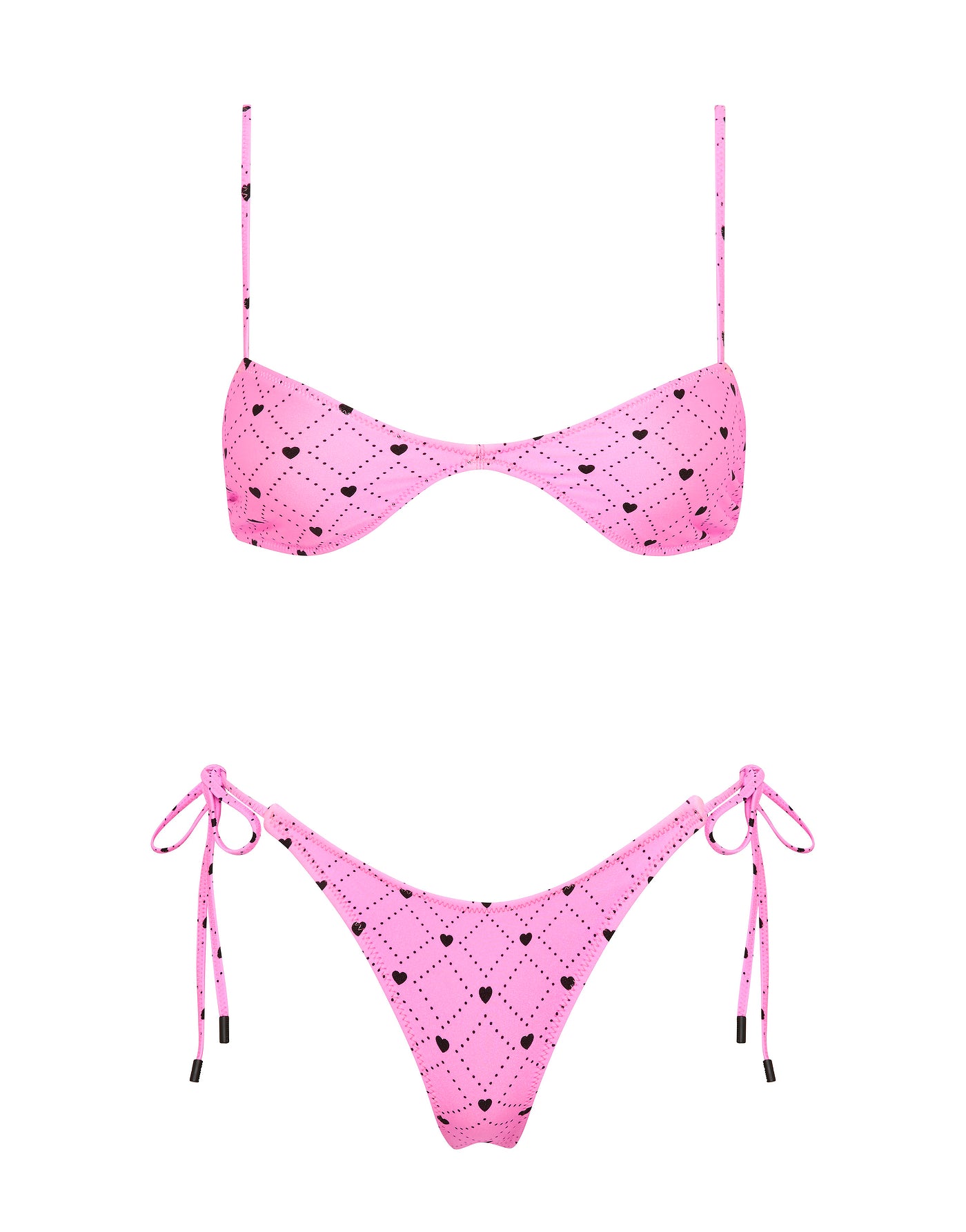 STELL CASSI Pink Heart Scoop Bikini Set