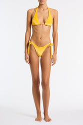 DARA CHESTE Yellow Velvet Triangle Bikini Set