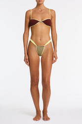 ESTE BUTTER CROCHET STRIPE Crop Bikini Set