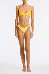 MAIA CHESTE Yellow Velvet Scoop Bikini Set