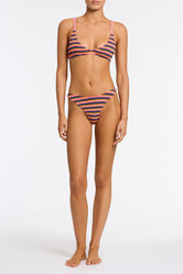 MAIA LONI Stripe Crochet Crop Bikini Set