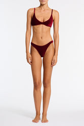 MAIA - RONI Burgundy Velvet Scoop Bikini Set