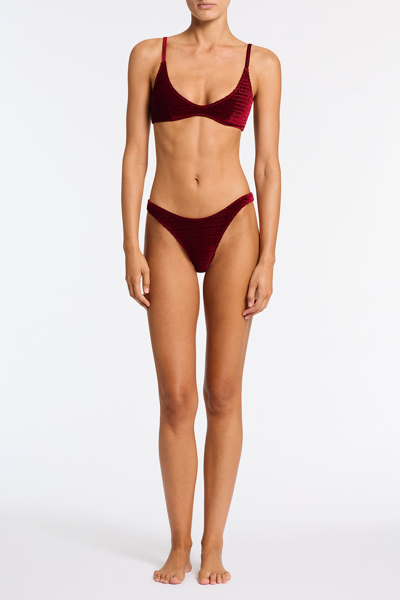 MAIA - RONI Burgundy Velvet Scoop Bikini Set