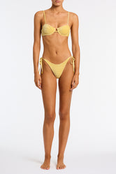 Mala Maca Triangl Yellow Textured Velvet Bikini