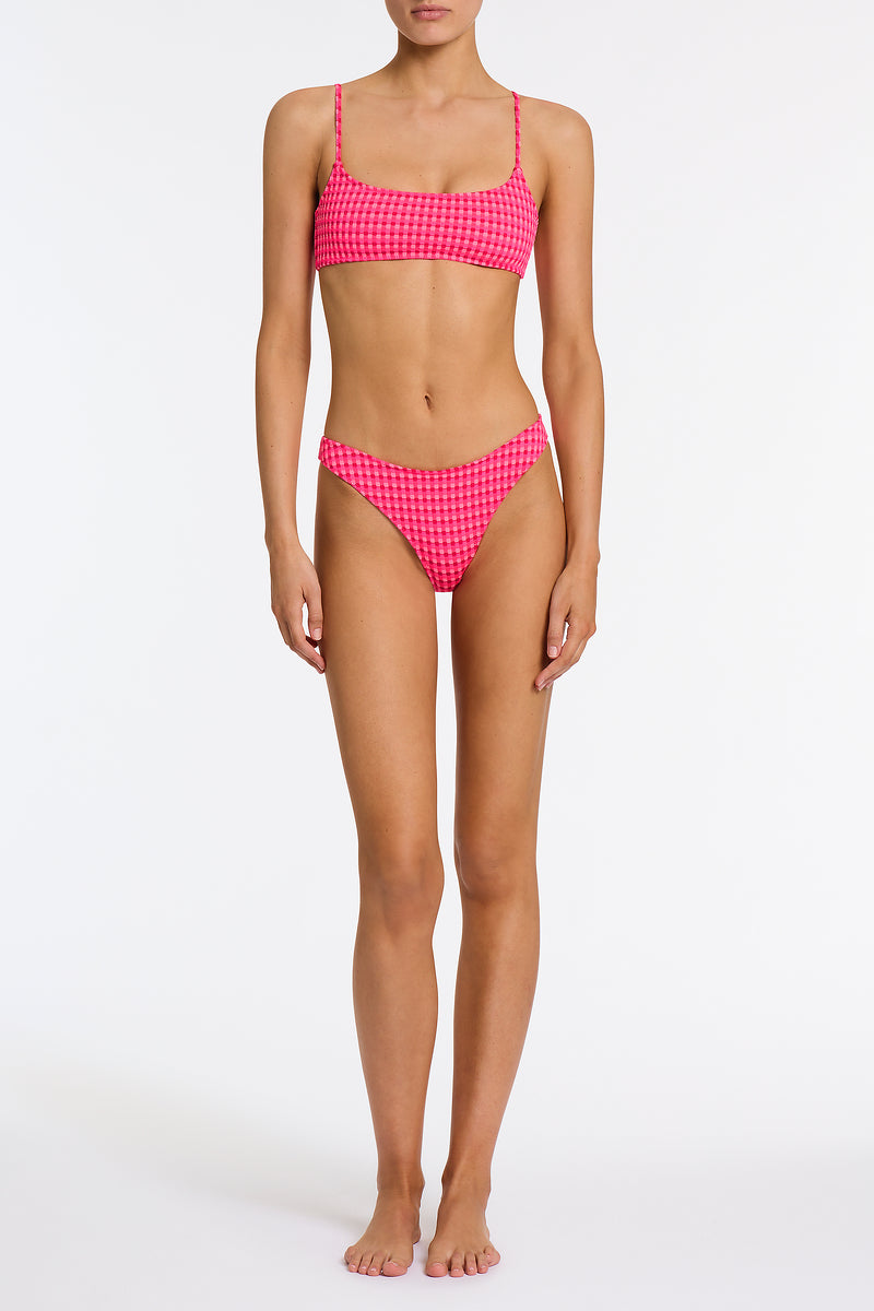 MICA ADAO Pink Textured Crop Bikini Set
