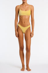 Mica Maca Triangl Yellow Textured Velvet Bikini